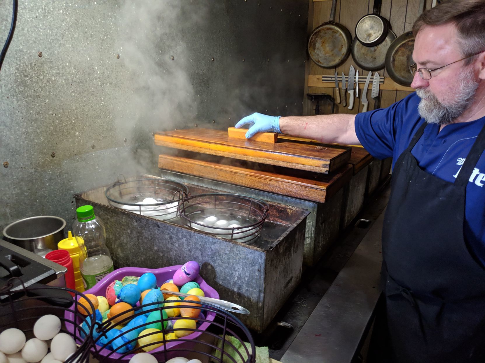 Art Moore boils eggs